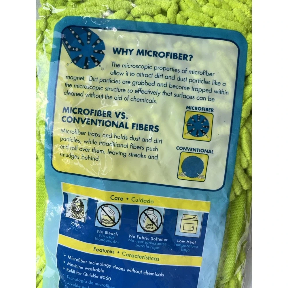 Quickie Swivel Soft Hardwood Dust Mop Refills #0604 Green Microfiber Green NEW